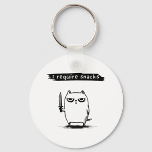 Funny Cat Meme I Require Snacks Design Men Women K Keychain