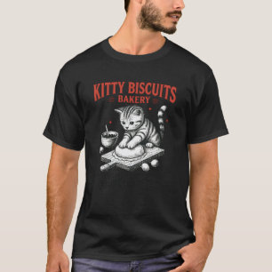 Funny Cat Meme Kitty Biscuits Bakery Vintage Art T-Shirt