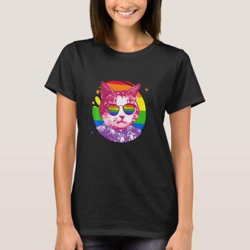Funny Cat Meme Rainbow Sunglasses Lgbt Pride Love T_Shirt