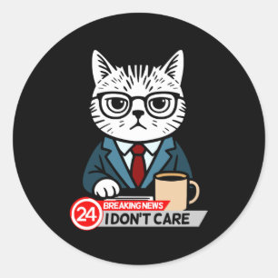 Funny Cat Meme Sarcastic Humor I Dont Care Cat  Classic Round Sticker