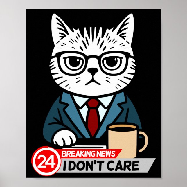 Funny Cat Meme Sarcastic Humor I Dont Care Cat  Poster (Front)