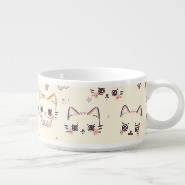 Funny Cat Meow Cartoon Pattern Bowl (Left)