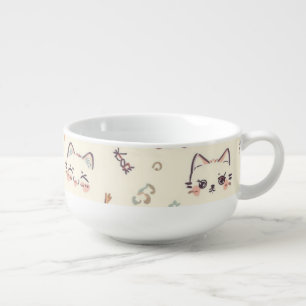 Funny Cat Meow Cartoon Pattern Soup Mug