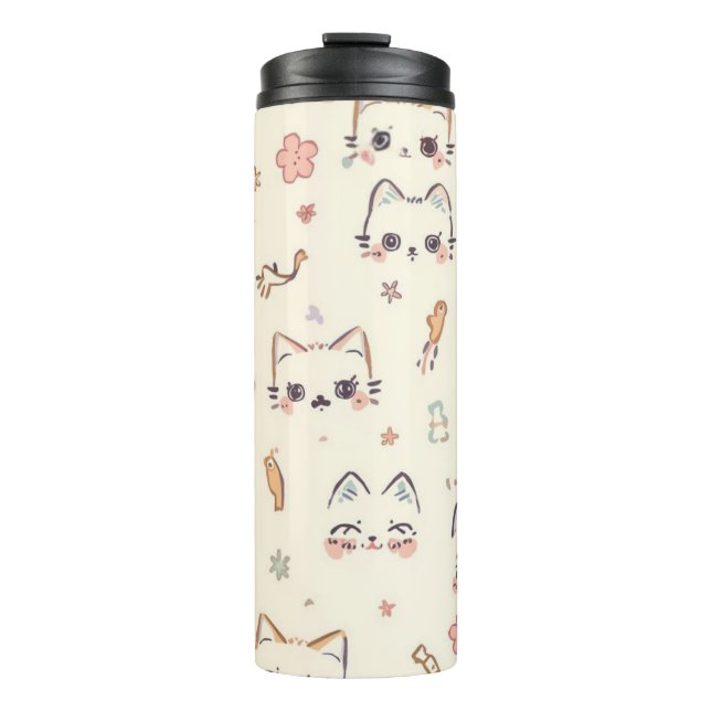 Funny Cat Meow Cartoon Pattern Thermal Tumbler (Front)