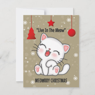 "FUNNY CAT MEOWRRY CHRISTMAS" Greeting Cards