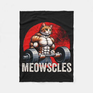 Funny Cat Meowscles Gym Weightlifting Cats Lovers Fleece Blanket