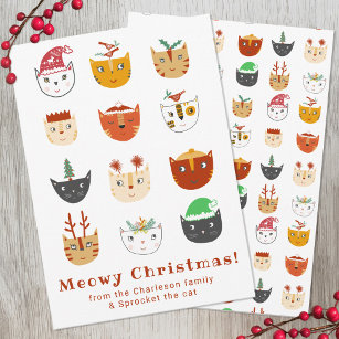 Funny Cat Meowy Christmas Holiday Card