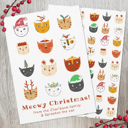 Funny Cat Meowy Christmas Holiday Card