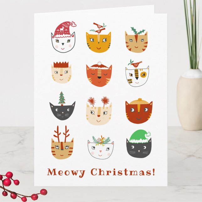 Funny Cat Meowy Christmas Holiday Card (Creator Uploaded)