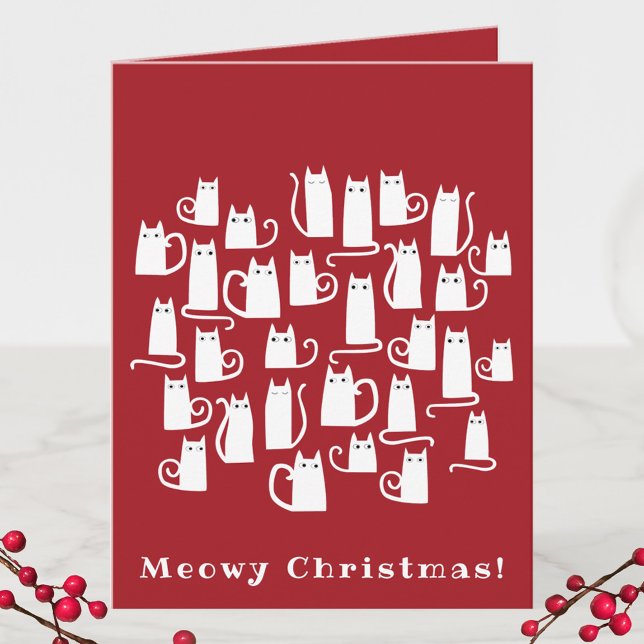 Funny Cat Meowy Christmas Holiday Card (Creator Uploaded)
