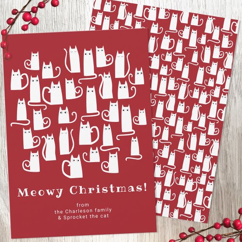 Funny Cat Meowy Christmas Holiday Card