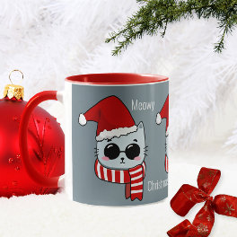 Funny Cat Meowy Christmas Mug