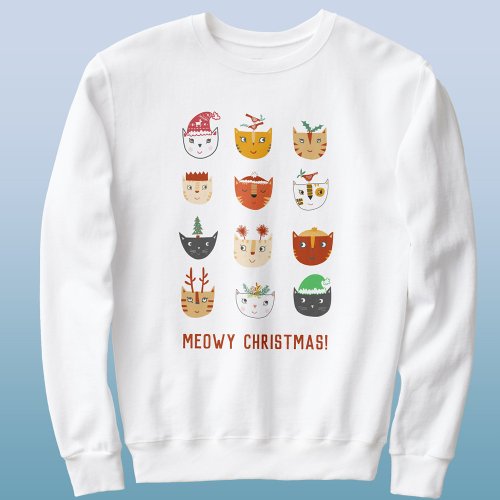Funny Cat Meowy Christmas Sweatshirt