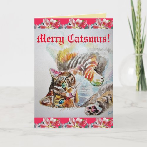 Funny Cat Merry Catsmas cats Christmas Card