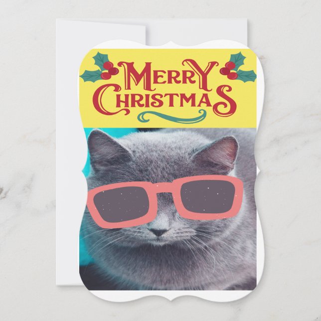 Funny Cat Merry Christmas Card (Front)