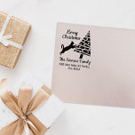 Funny Cat Merry Christmas Family Return Address Rubber Stamp<br><div class="desc">This funny "Merry Christmas" rubber stamp features a tree with a cat,  custom family name and address.</div>