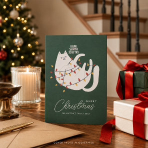 Funny Cat Merry Christmas Greeting Holiday Card