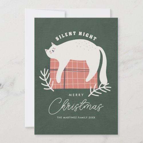 Funny Cat Merry Christmas Greeting Holiday Card