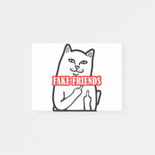 Funny Cat Middle Finger Fake Friends Post-it Notes