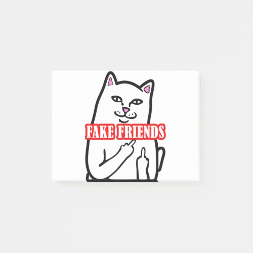 Funny Cat Middle Finger Fake Friends Post_it Notes