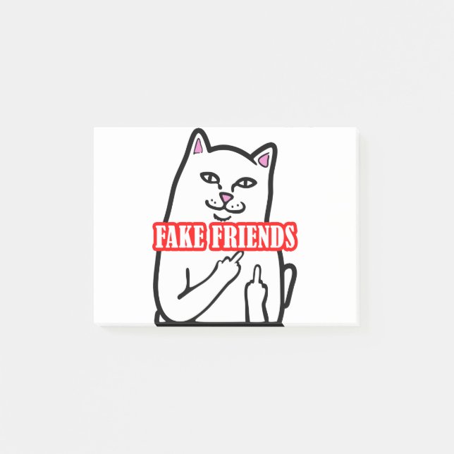 Funny Cat Middle Finger Fake Friends Post-it Notes (Front)