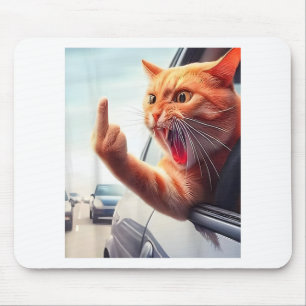 Funny Cat Middle Finger Hilarious Cat In The Car C Mouse Pad