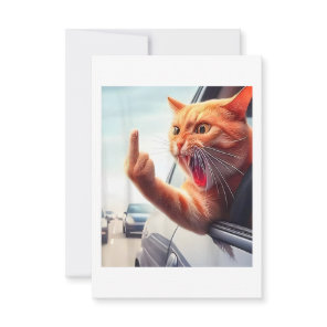 Funny Cat Middle Finger Hilarious Cat In The Car C Thank You Card
