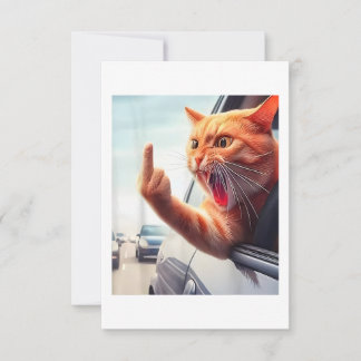 Funny Cat Middle Finger Hilarious Cat In The Car C Thank You Card