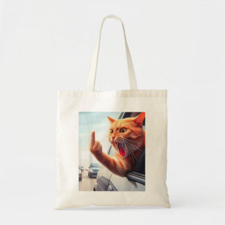 Funny Cat Middle Finger Hilarious Cat In The Car C Tote Bag