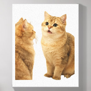 Funny Cat Mirror Meme Surprised Orange Tabby Photo Canvas Photo Tile