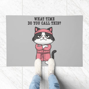 Funny Cat Missed Curfew Doormat
