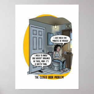 Funny Cat Mom Bathroom Humor Gift Poster
