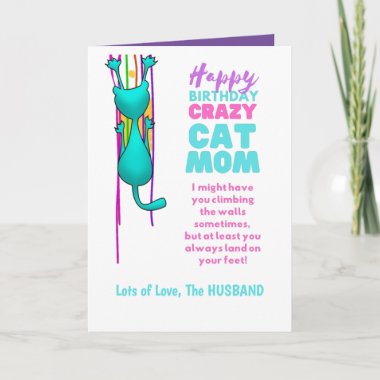 Funny CAT MOM Birthday Wife From The Husband Card
