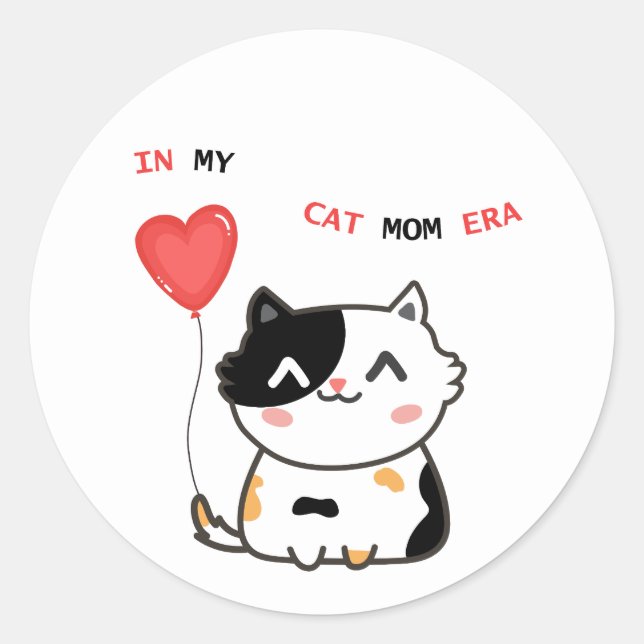 Funny Cat Mom Era Classic Round Sticker (Front)