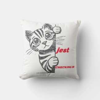 Funny Cat Mom Gift | Jest Typography Design | Play Throw Pillow