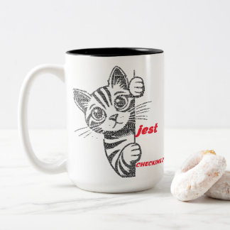 Funny Cat Mom Gift | Jest Typography Design | Play Two-Tone Coffee Mug