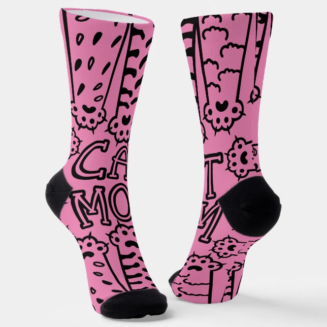Funny Cat Mom Paws Socks (Angled)