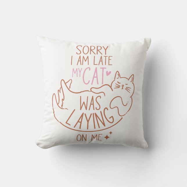 Funny Cat Mom Saying Throw Pillow (Front)