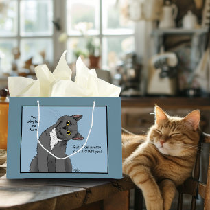 Funny Cat Mother’s Day Gray Cat Blue Large Gift Bag