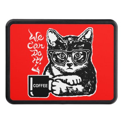 Funny cat motivated by coffee hitch cover