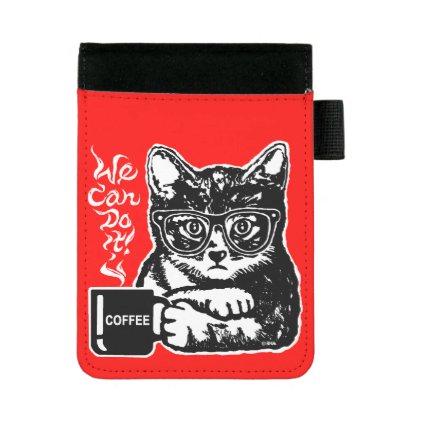 Funny cat motivated by coffee mini padfolio