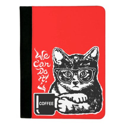 Funny cat motivated by coffee padfolio