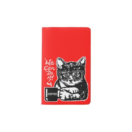 Funny cat motivated by coffee pocket moleskine notebook