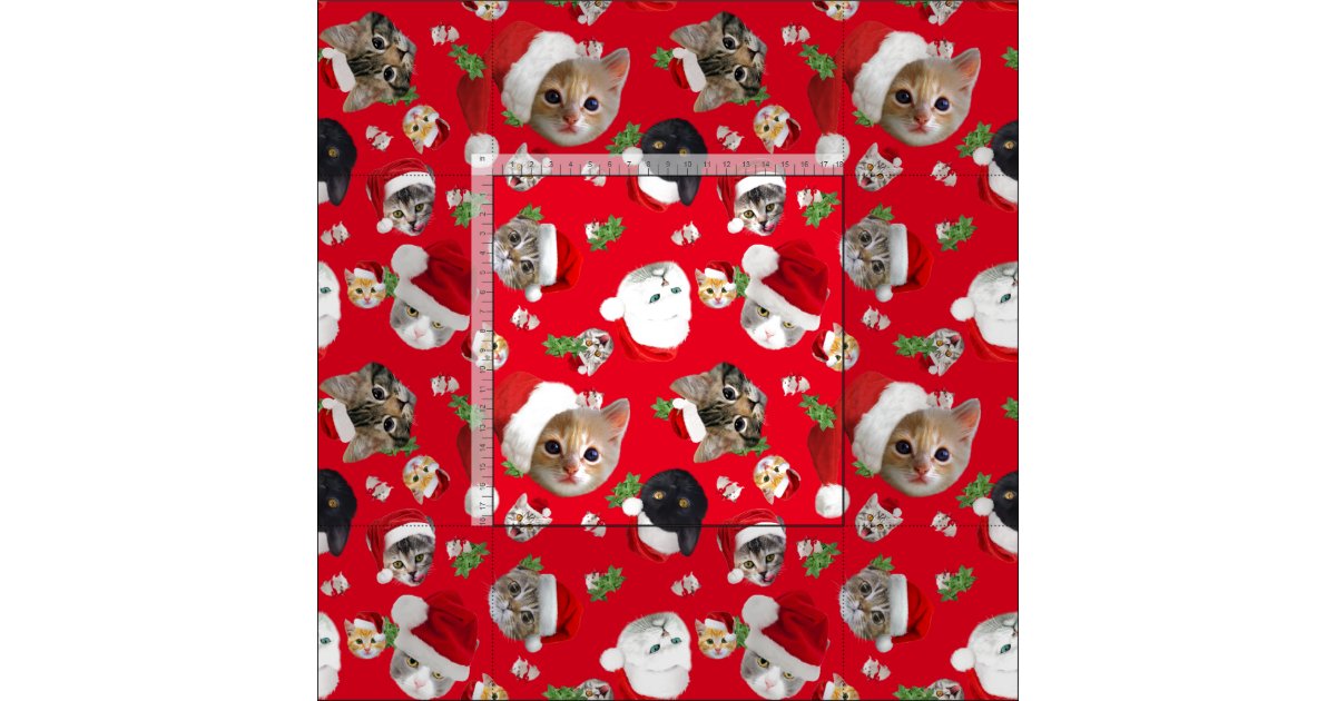 Funny cat mouse and catnip christmas fabric | Zazzle