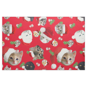 Funny cat mouse and catnip christmas fabric