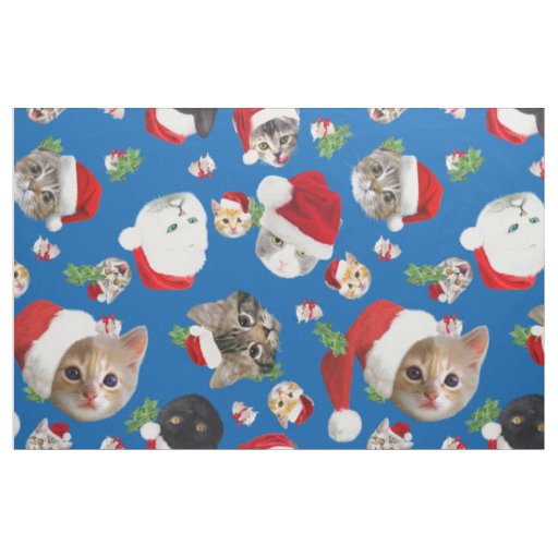 Funny cat mouse and catnip christmas fabric