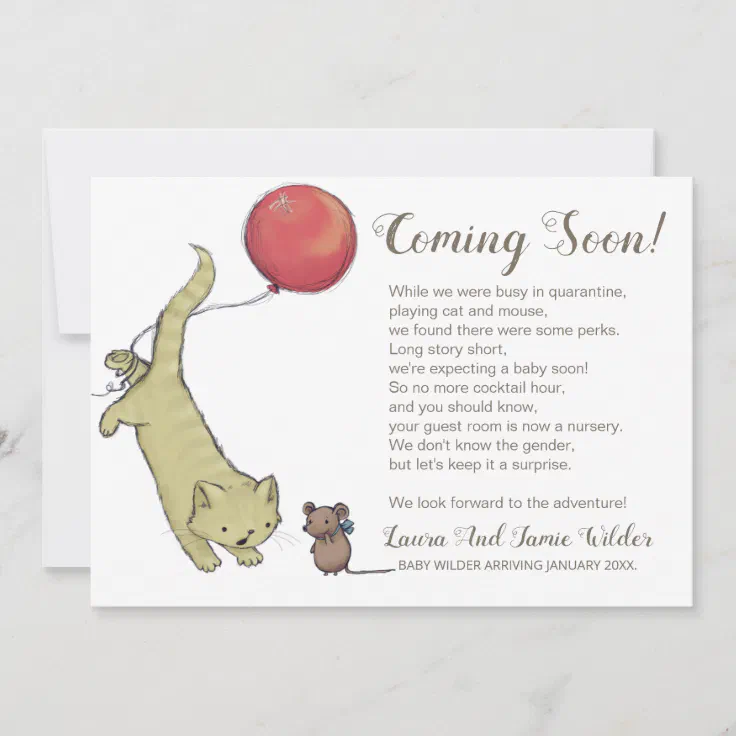 Funny Cat Mouse Illustration And Text Pregnancy Announcement | Zazzle Funny Cat Mouse Illustration And Text Pregnancy Announcement | Zazzle