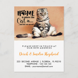 Funny Cat moving announcement  Postcard