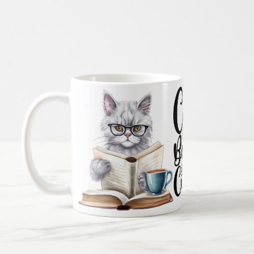 Funny Cat Mug 11oz Cats Books Coffee