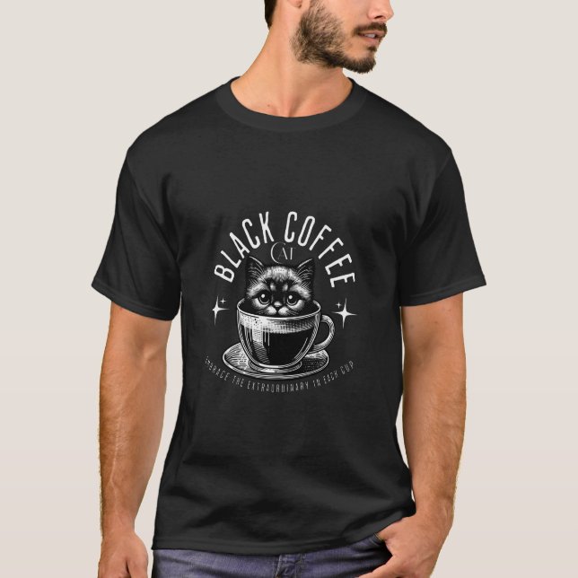 Funny Cat Mug Black Coffee is My Quality-Time Long T-Shirt (Front)